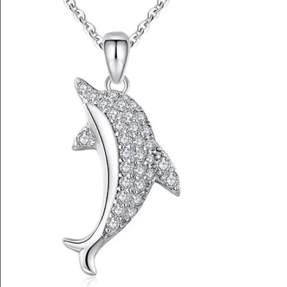 brilliant dolphin jeweled necklace - Picture 4 of 7